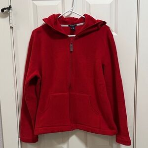 GAP Women’s Red Fleece Zip-Up Hooded Jacket
